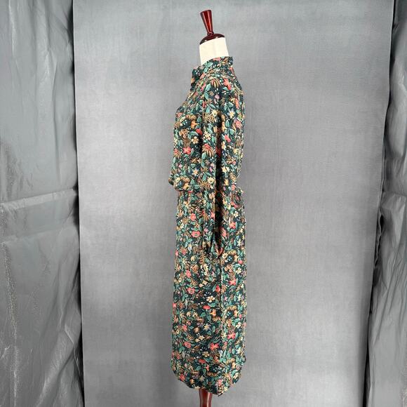 Vintage Addenda Polyester Floral Skirt Blouse Matching Set Womens 8/10 Green - Picture 4 of 11